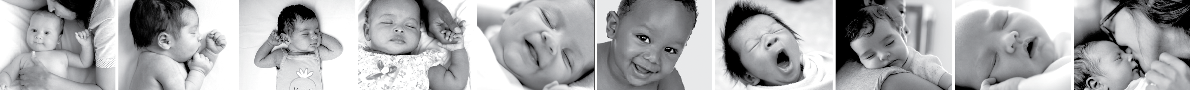 Third strip of black-and-white photos of babies and parents