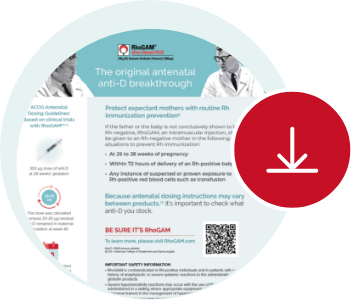 Download icon over RhoGAM dosing guidance sheet