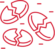 Red line icon of fragmented red blood cells representing hemolytic anemia