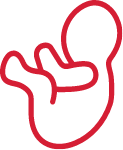 Red icon of a single baby representing newborn protection