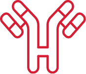 Red antibody icon representing immune response and Rh antibodies