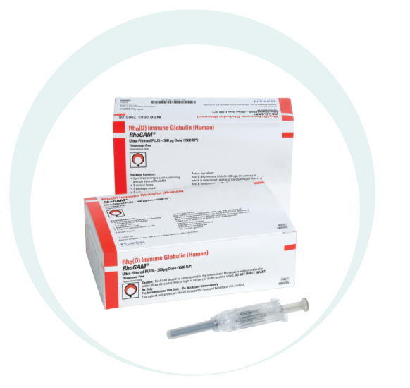 RhoGAM Ultra-Filtered PLUS packaging with prefilled syringe